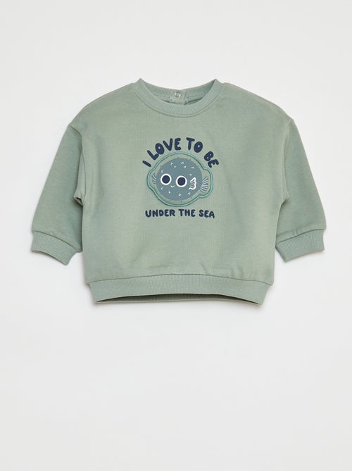 Sweater van joggingstof met applicatie in reliëf - Kiabi