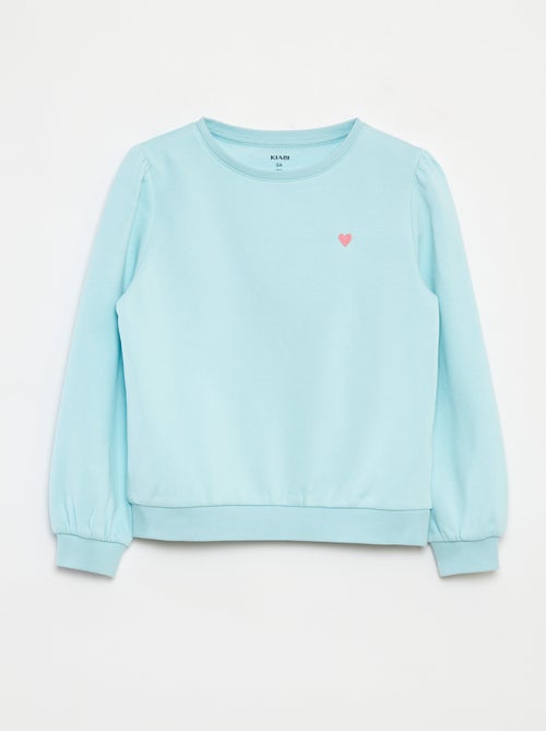 Sweater van joggingstof met borduursel en fronsjes op de schouder - Kiabi