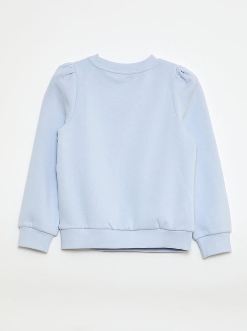 Sweater van joggingstof met borduursel en fronsjes op de schouder - Kiabi