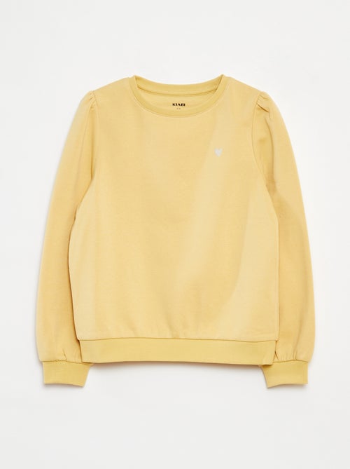 Sweater van joggingstof met borduursel en fronsjes op de schouder - Kiabi