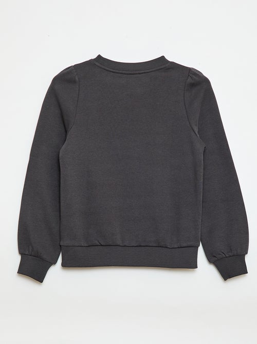 Sweater van joggingstof met borduursel en fronsjes op de schouder - Kiabi