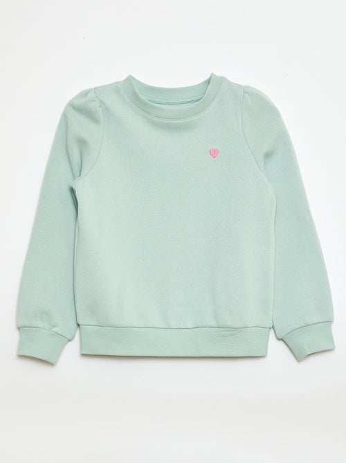 Sweater van joggingstof met borduursel en fronsjes op de schouder - Kiabi