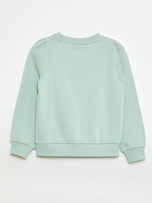 Sweater van joggingstof met borduursel en fronsjes op de schouder - Kiabi