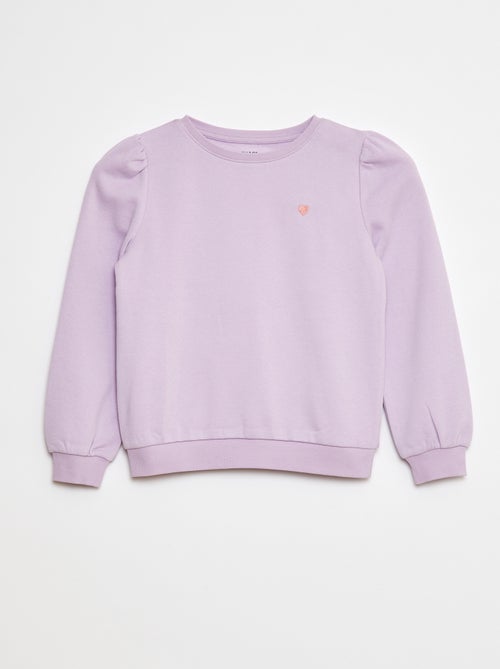 Sweater van joggingstof met borduursel en fronsjes op de schouder - Kiabi