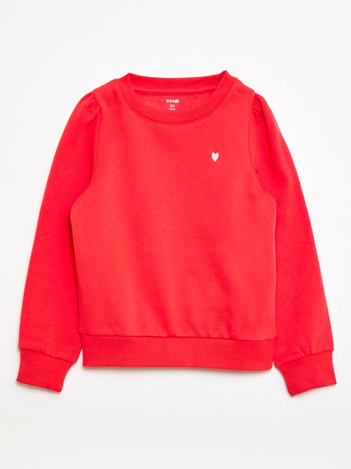 Sweater van joggingstof met borduursel en fronsjes op de schouder - Kiabi