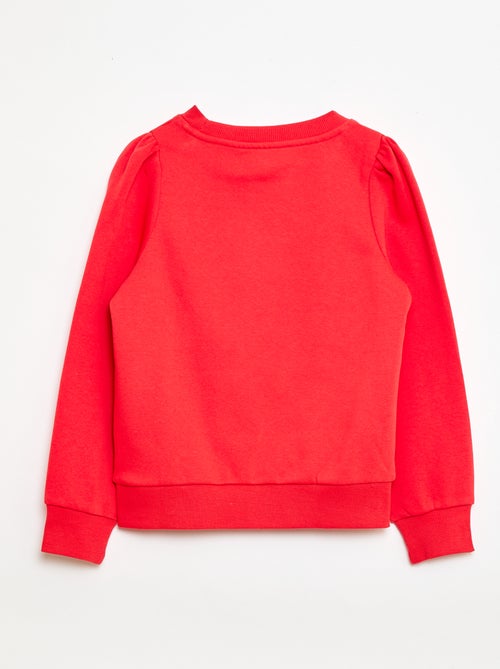 Sweater van joggingstof met borduursel en fronsjes op de schouder - Kiabi
