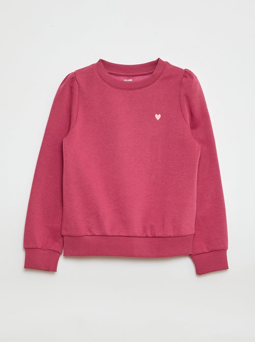 Sweater van joggingstof met borduursel en fronsjes op de schouder - Kiabi