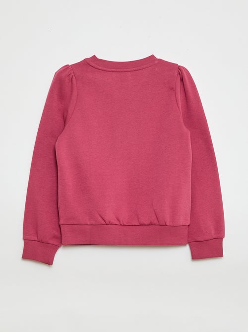 Sweater van joggingstof met borduursel en fronsjes op de schouder - Kiabi