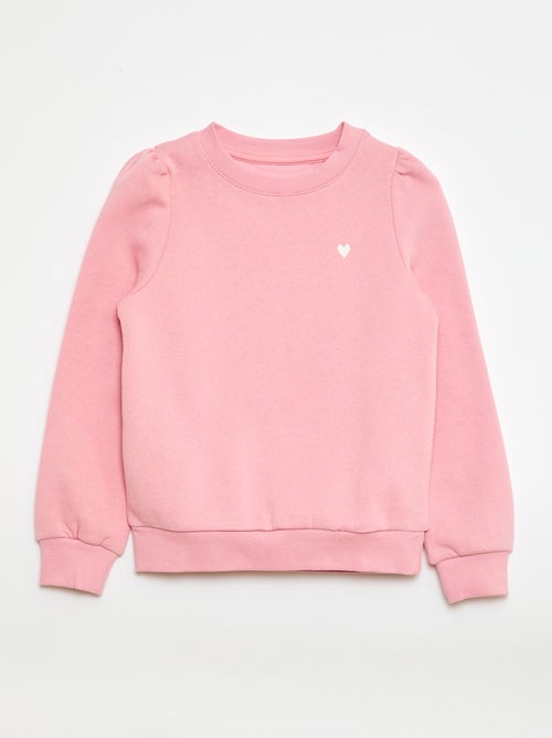 Sweater van joggingstof met borduursel en fronsjes op de schouder - Kiabi