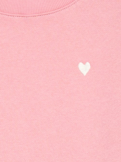 Sweater van joggingstof met borduursel en fronsjes op de schouder - Kiabi