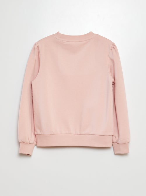 Sweater van joggingstof met borduursel en fronsjes op de schouder - Kiabi