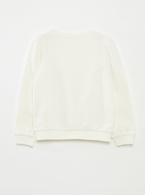 Sweater van joggingstof met borduursel en fronsjes op de schouder - Kiabi