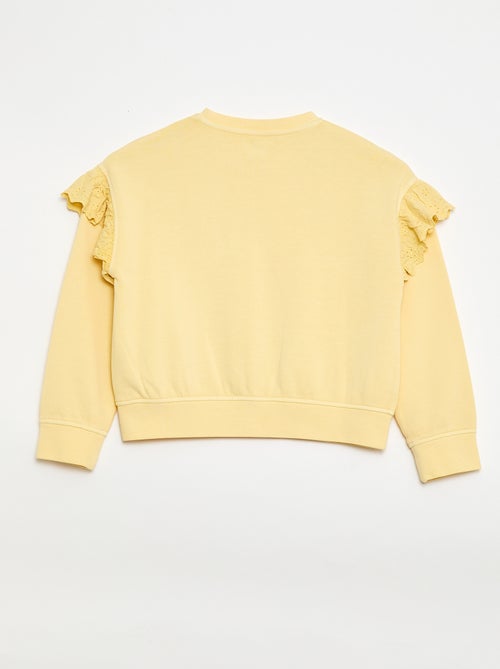 Sweater van joggingstof met broderie anglaise - Kiabi