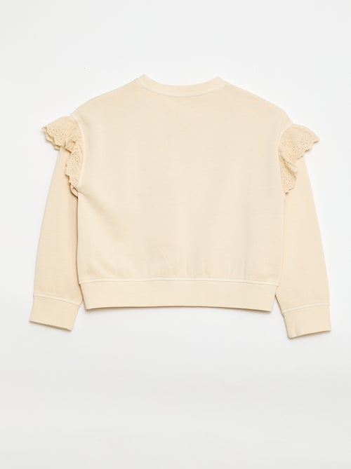 Sweater van joggingstof met broderie anglaise - Kiabi