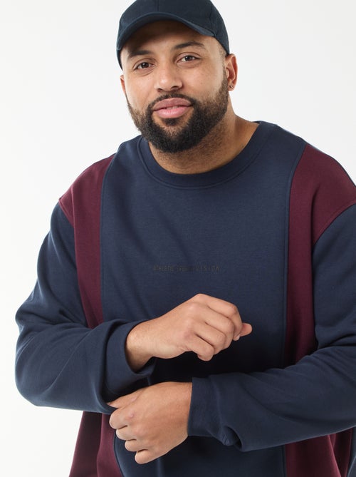 Sweater van joggingstof met colorblock-patroon - Kiabi