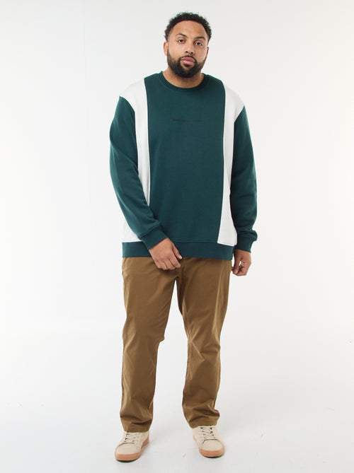 Sweater van joggingstof met colorblock-patroon - Kiabi