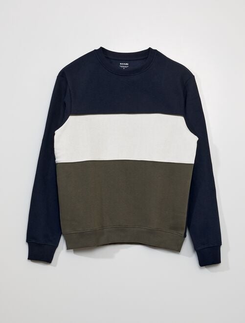 Sweater van joggingstof met colorblock-patroon - Kiabi