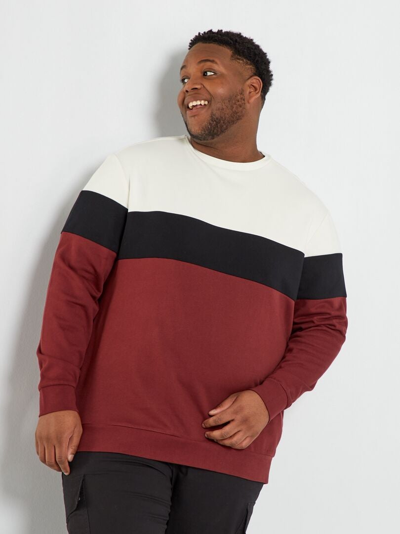Sweater van joggingstof met colorblock-patroon WIT - Kiabi