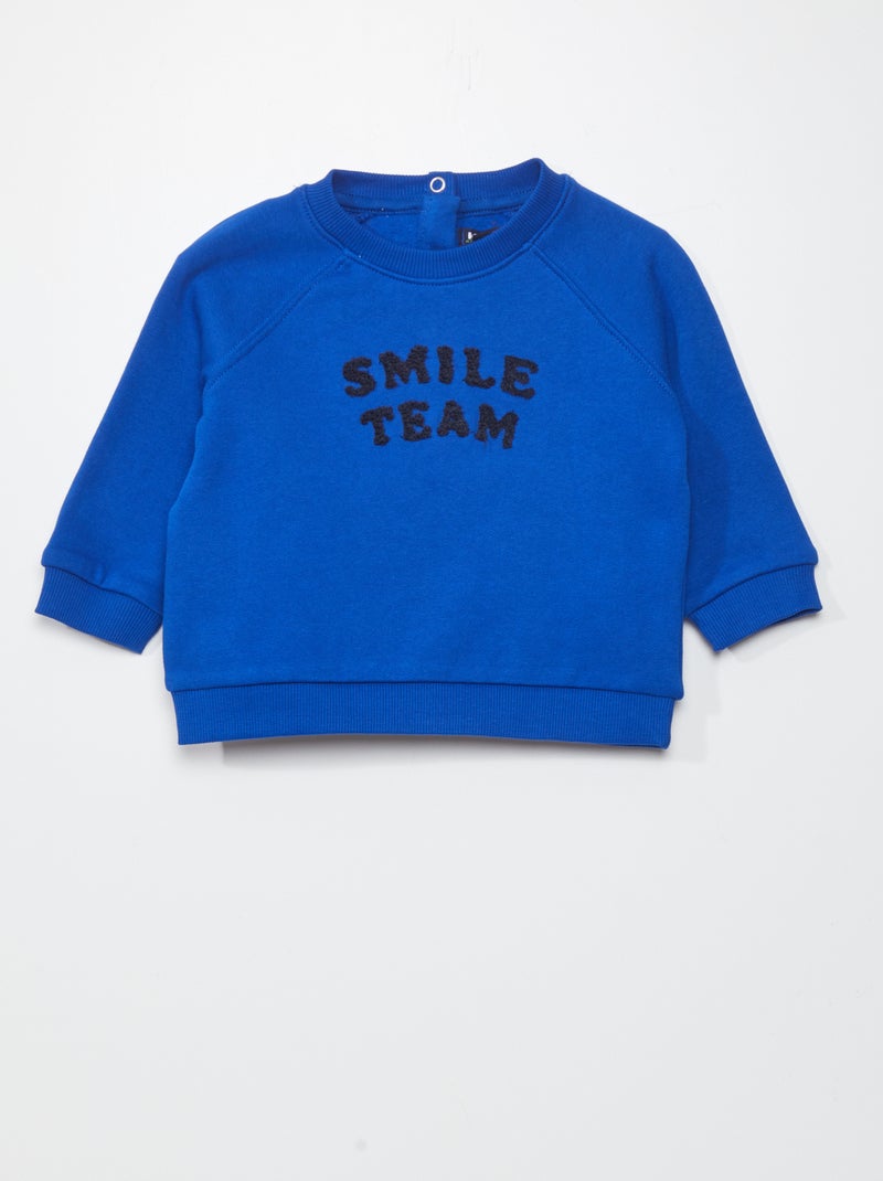 Sweater van joggingstof met decoratief detail BLAUW - Kiabi