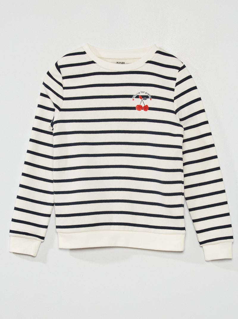 Sweater van joggingstof met fantasieprint BIEGE - Kiabi