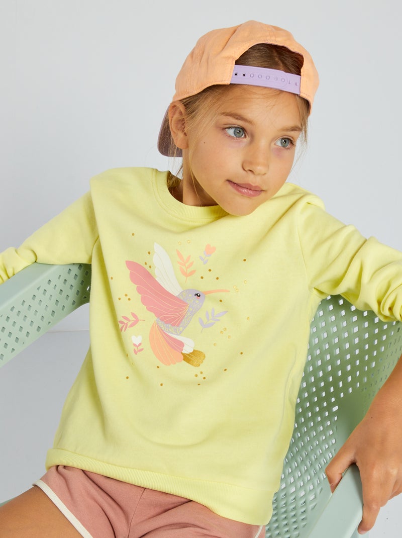 Sweater van joggingstof met fantasieprint GEEL - Kiabi