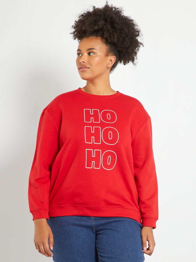 Sweater van joggingstof met fantasieprint ROOD - Kiabi