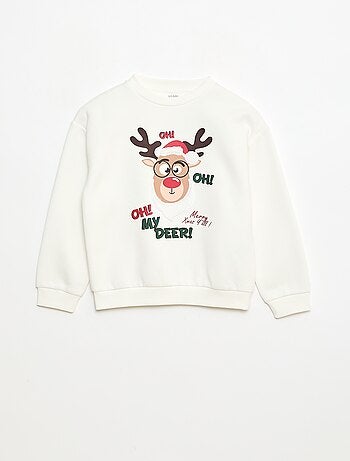 Sweater van joggingstof met kerstprint