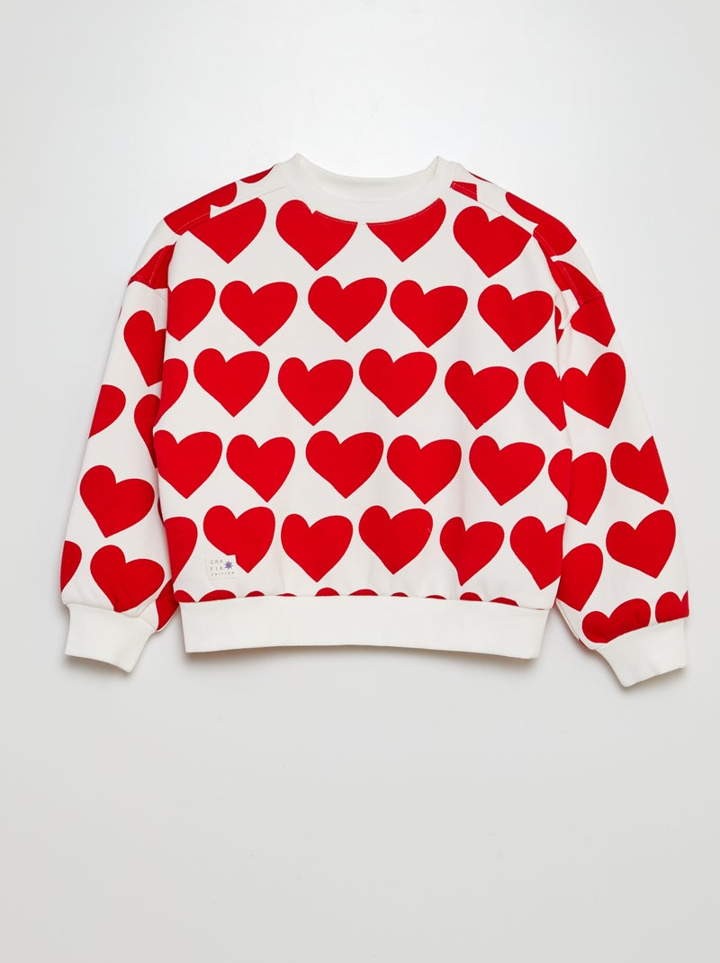 Sweater van joggingstof met kerstprint WIT - Kiabi