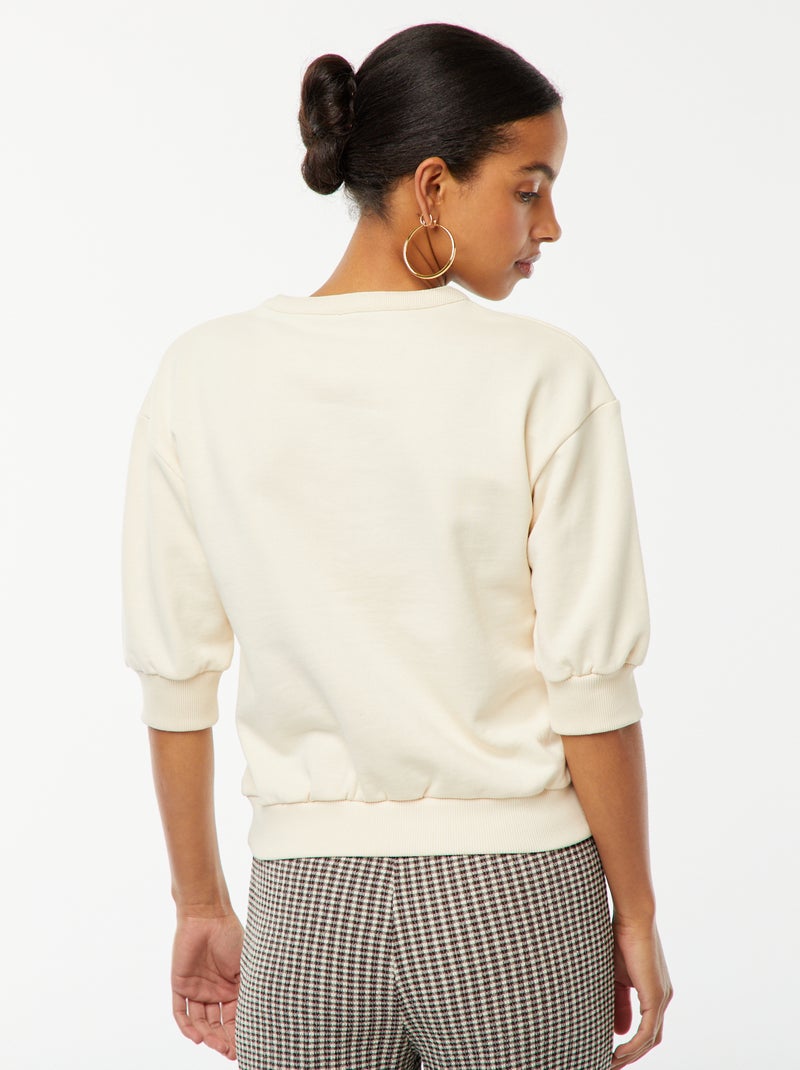Sweater van joggingstof met korte mouwen BIEGE - Kiabi
