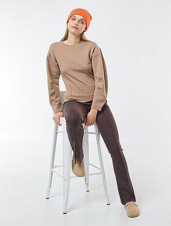 Sweater van joggingstof met lange mouw