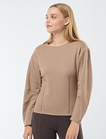 Sweater van joggingstof met lange mouw