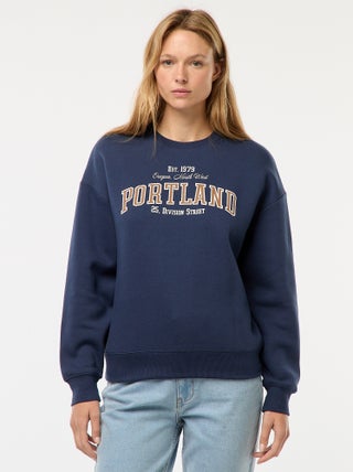 Sweater van joggingstof met opschrift