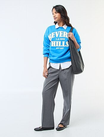 Sweater van joggingstof met opschrift