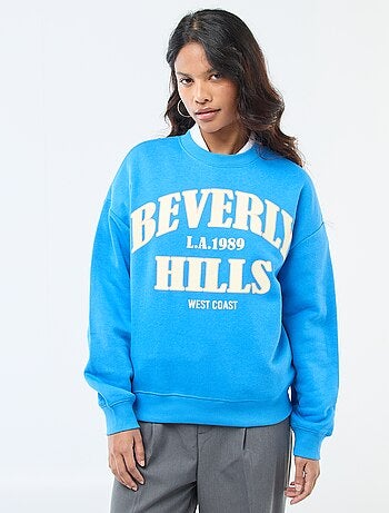 Sweater van joggingstof met opschrift