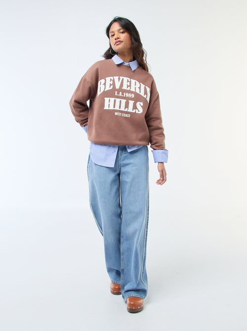 Sweater van joggingstof met opschrift - Kiabi