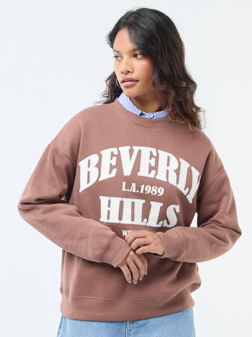 Sweater van joggingstof met opschrift - Kiabi