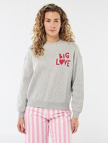 Sweater van joggingstof met opschrift