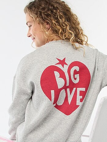 Sweater van joggingstof met opschrift