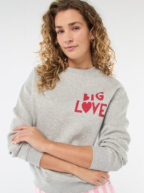 Sweater van joggingstof met opschrift - Kiabi