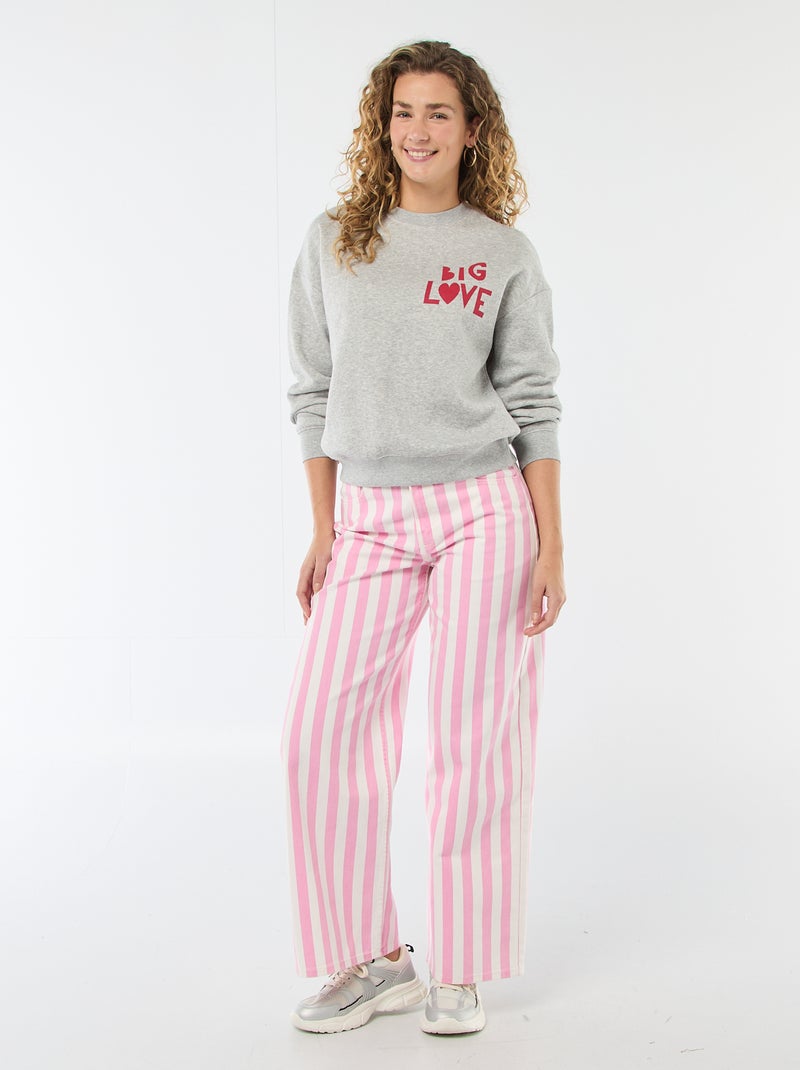 Sweater van joggingstof met opschrift Grijs - Kiabi