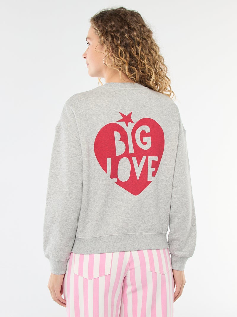Sweater van joggingstof met opschrift Grijs - Kiabi