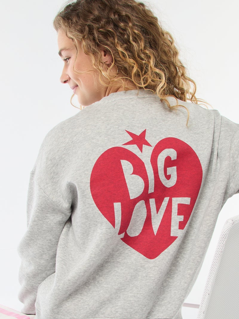 Sweater van joggingstof met opschrift Grijs - Kiabi