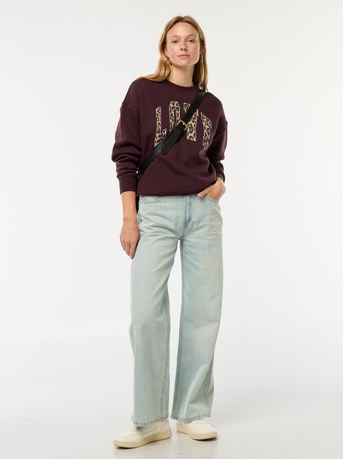 Sweater van joggingstof met opschrift - Kiabi