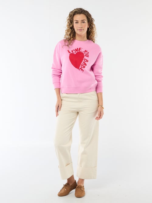 Sweater van joggingstof met opschrift - Kiabi