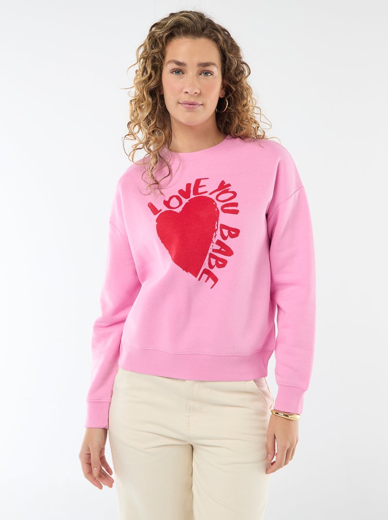 Sweater van joggingstof met opschrift Rose - Kiabi
