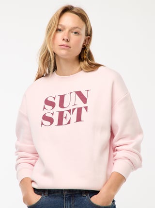 Sweater van joggingstof met opschrift