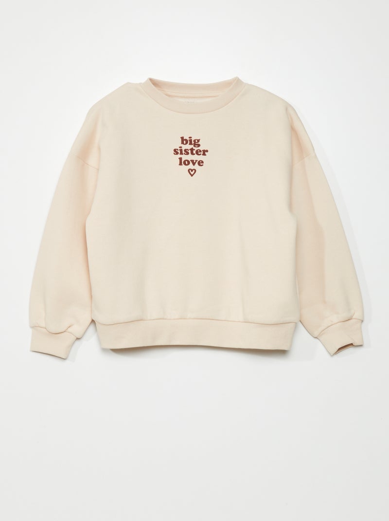 Sweater van joggingstof met opschrift WIT - Kiabi
