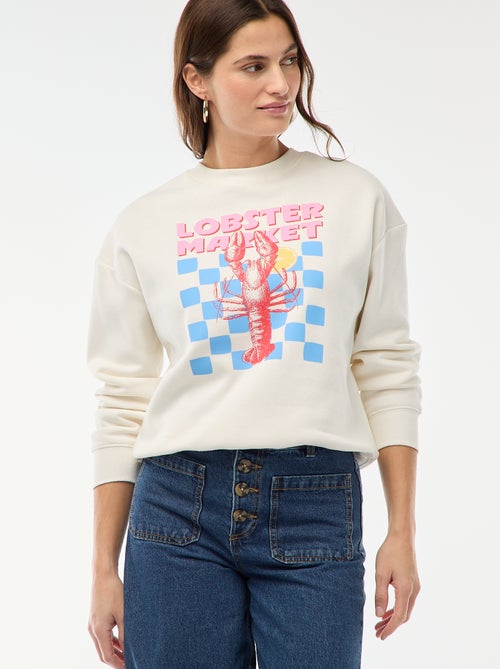 Sweater van joggingstof met opschrift - Kiabi