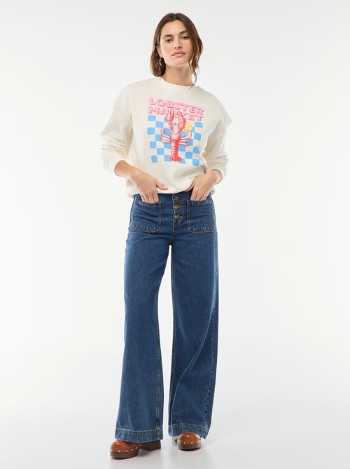 Sweater van joggingstof met opschrift - Kiabi