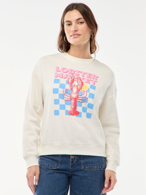 Sweater van joggingstof met opschrift - Kiabi